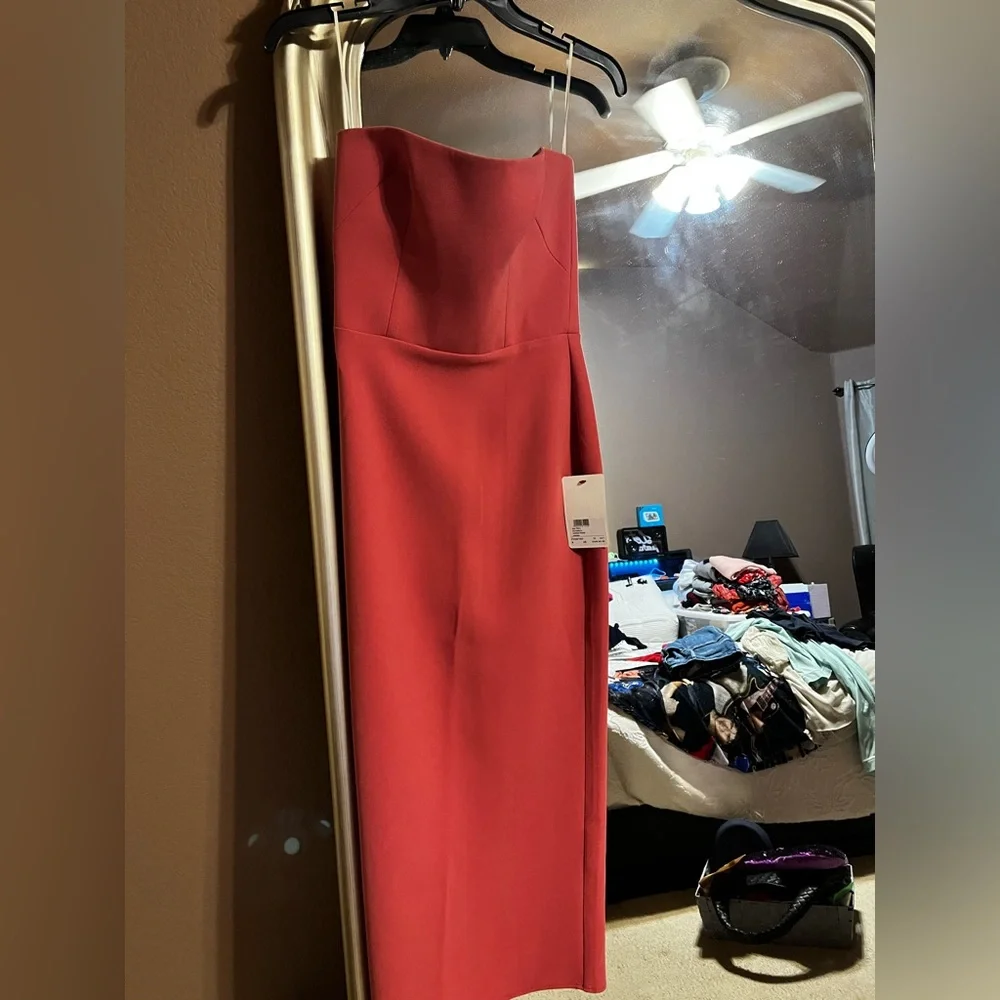 Alex Perry Elegant Coral Strapless Dress - Picture 13 of 16